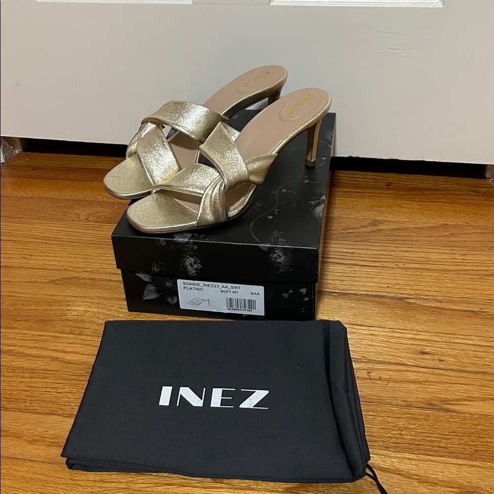 Elegant Inez Isa Gold Women's Heeled Sandals - Picture 2 of 14